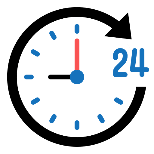 24 Hours clock in blue,red white colors- Professional Plumbing Systems